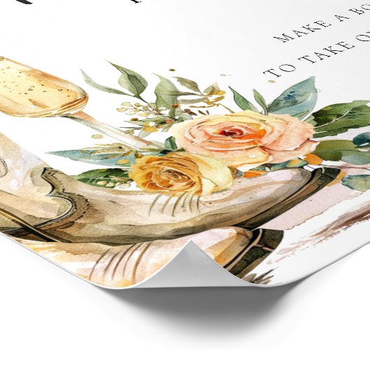 フラワーバーサインブーツと泡立ちブライダルシャワー ポスター (角)