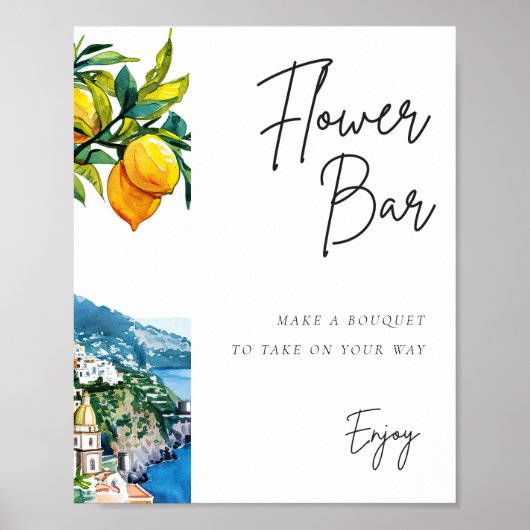 フラワーバーサインレモンアマルフィコーストブライダルシャワー ポスター (正面)