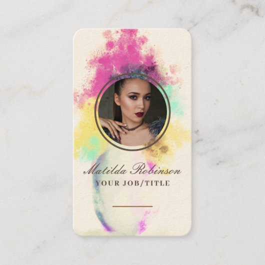 フラワーバースト円形写真の追加金ゴールド署名 名刺 (正面)