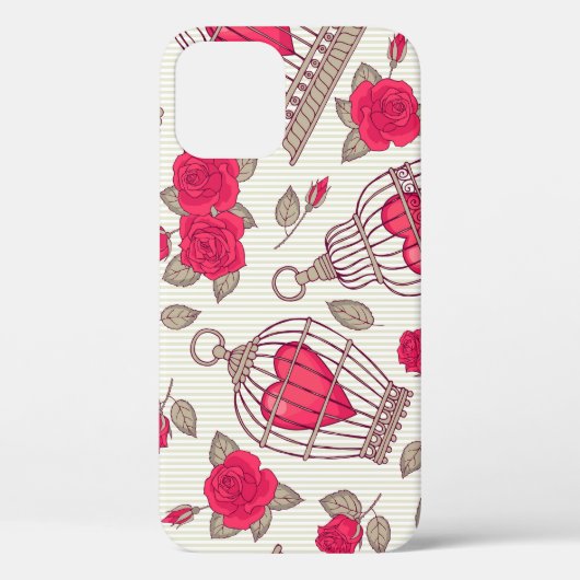 フラワーバードケージローズ柄 Case-Mate iPhoneケース (裏面)