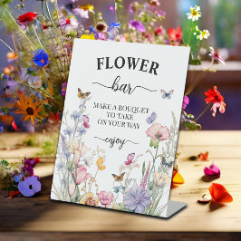 フラワーバーブライダルシャワーの好意 台座サイン