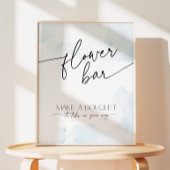 フラワーバーブライダルシャワーオンクラウドナインほこりっぽいブルー 台座サイン