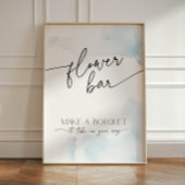 フラワーバーブライダルシャワーオンクラウドナインほこりっぽいブルー 台座サイン