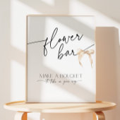 フラワーバーベージュボウブライダルシャワー結び目 台座サイン