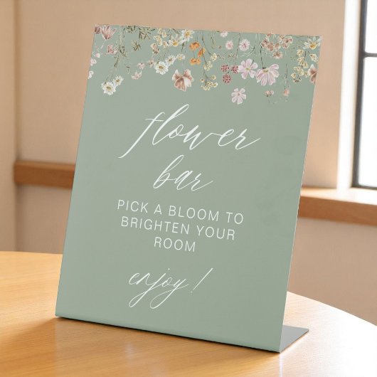 フラワーバーボホワイルドフラワーブライダルシャワー 台座サイン