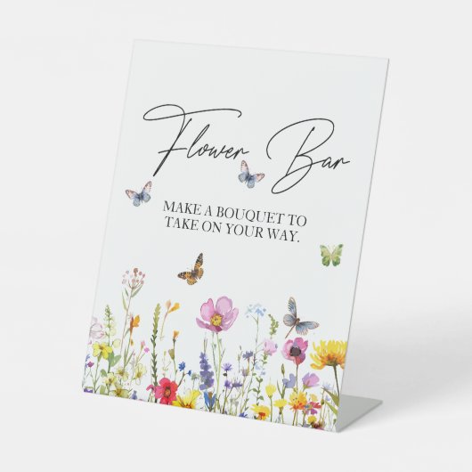 フラワーバーワイルドフラワーズバタフライブライダルシャワー 台座サイン (正面)