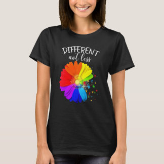 フラワーパズルピース違うNot Less Autism Awa Tシャツ