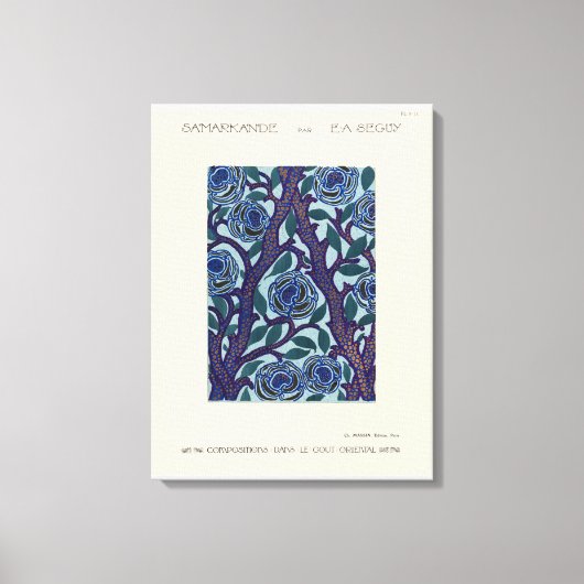 フラワーパターンアールデコステンシル キャンバスプリント (正面)