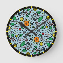 フラワーパターンオレンジのスワールベリーティール（緑がかった色）-