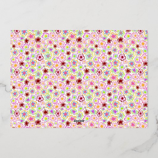 フラワーパターンガレンティンの日の友だち2写真 箔シーズンカード (裏面)