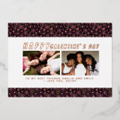 フラワーパターンガレンティンの日の友だち2写真 箔シーズンカード (正面)