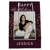 フラワーパターンフォトハッピーバースデー ミディアムペーパーバッグ (裏面)