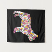 フラワーパターンフレンチウフランスのブルドッグズラバーギフト タペストリー (正面(横))