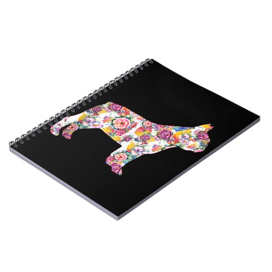 フラワーパターンフレンチウフランスのブルドッグズラバーギフト ノートブック (左側)