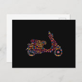 フラワーパターンモータースクーター自動二輪車 ポストカード (正面/裏面)