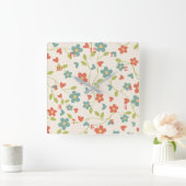 フラワーパターン壁時計 スクエア壁時計 (ホーム)