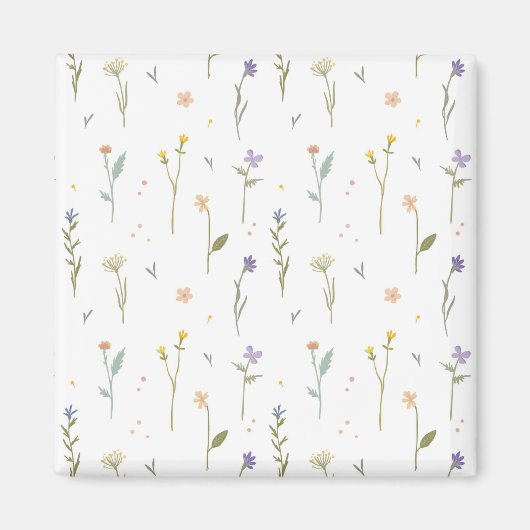 フラワーパターン春フローラスクエア マグネット (正面)