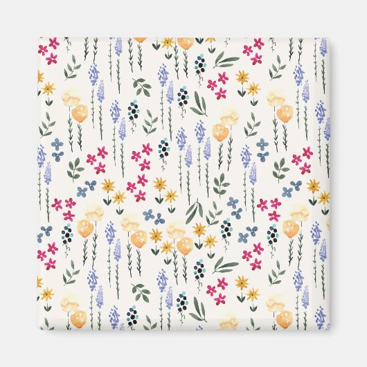 フラワーパターン春フローラスクエア マグネット (正面)