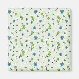 フラワーパターン春フローラスクエア マグネット