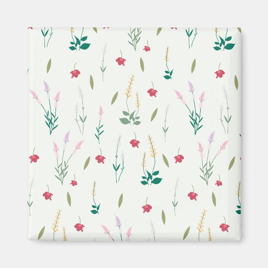 フラワーパターン春フローラスクエア マグネット (正面)