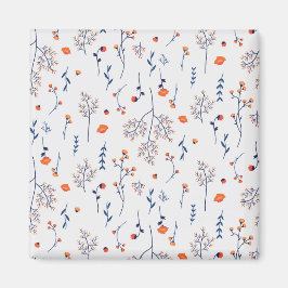 フラワーパターン春フローラスクエア マグネット