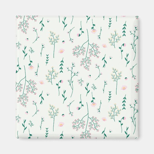 フラワーパターン春フローラスクエア マグネット (正面)