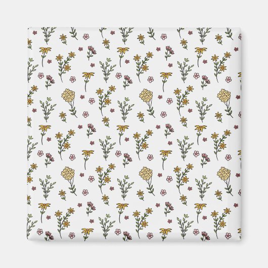 フラワーパターン春フローラスクエア マグネット (正面)