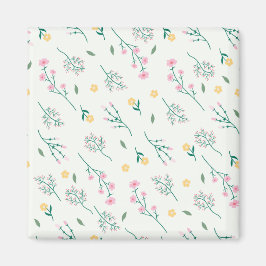 フラワーパターン春フローラスクエア マグネット