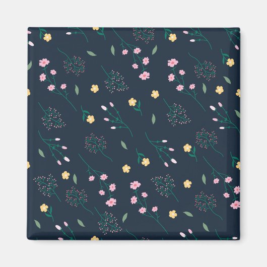 フラワーパターン春フローラスクエア マグネット (正面)