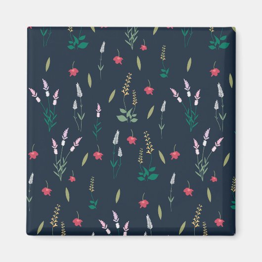 フラワーパターン春フローラスクエア マグネット (正面)