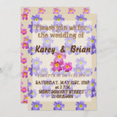 フラワーパターン結婚式招待状 招待状 (正面/裏面)