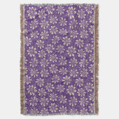 フラワーパターン140617 – ベージュの深い紫 スローブランケット (正面縦)