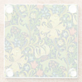 フラワーパターン ウィリアムモリス レストア ヴィンテージ アート ガラスコースター (裏面)