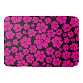 フラワーパターン – マゼンタとブラック バスマット