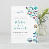 フラワーパターン メキシカンスタイルの結婚式アップデート 招待状 (スタンド正面)