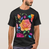 フラワーパターン ローズ Tシャツ (正面)