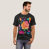 フラワーパターン ローズ Tシャツ (正面フル)