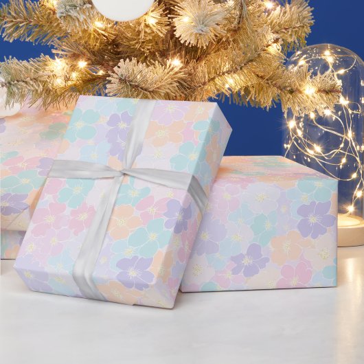 フラワーパターン | 幻想的な春の花々 ラッピングペーパー (クリスマス)