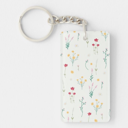 フラワーパターン 春の花柄 アクリル キーホルダー (正面)