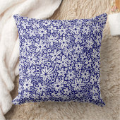フラワーパターン 240412 - 白 on 濃い青 クッション (ブランケット)