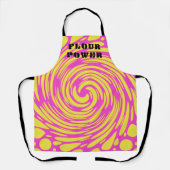 フラワーパワサイケデリックークピンクイエローエプロン エプロン (正面)