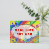 フラワーパワーとテキスト、MAKE LOVE NOT WAR ポストカード (スタンド正面)