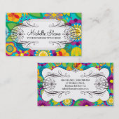 フラワーパワーのシックな名刺 名刺 (正面/裏面)