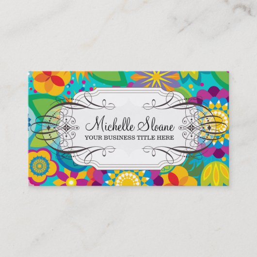 フラワーパワーのシックな名刺 名刺 (正面)