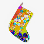 フラワーパワーのレトロのパンジー スモールクリスマスストッキング (正面 (吊り時))