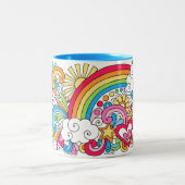 フラワーパワーの平和愛及び幸福の虹のマグの♥ ツートーンマグカップ (中央)
