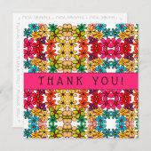 フラワーパワーの抽象芸術の万華鏡のように千変万化するパターンパターン サンキューカード (正面/裏面)