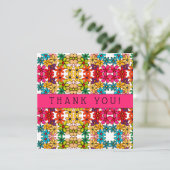 フラワーパワーの抽象芸術の万華鏡のように千変万化するパターンパターン サンキューカード (スタンド正面)