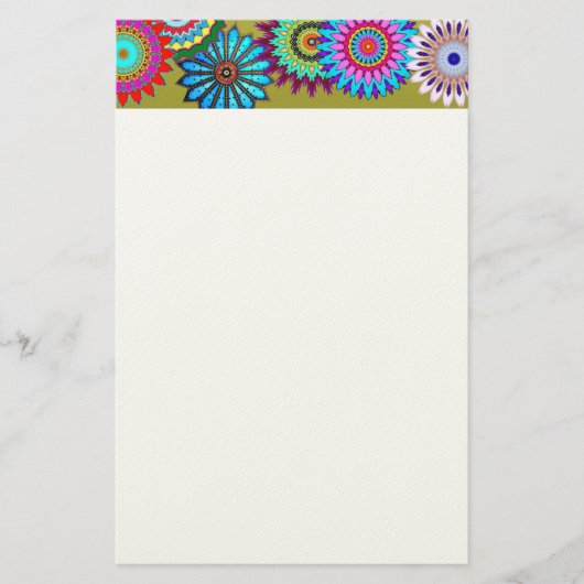 フラワーパワーの文房具 便箋 (正面)