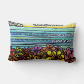 フラワーパワーの波の綿の枕 ランバークッション (裏面)